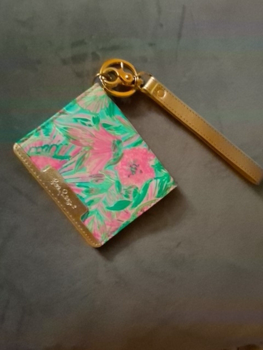 Lilly Pulitzer Floral Wristlet Clutch in Pink, Green & Gold